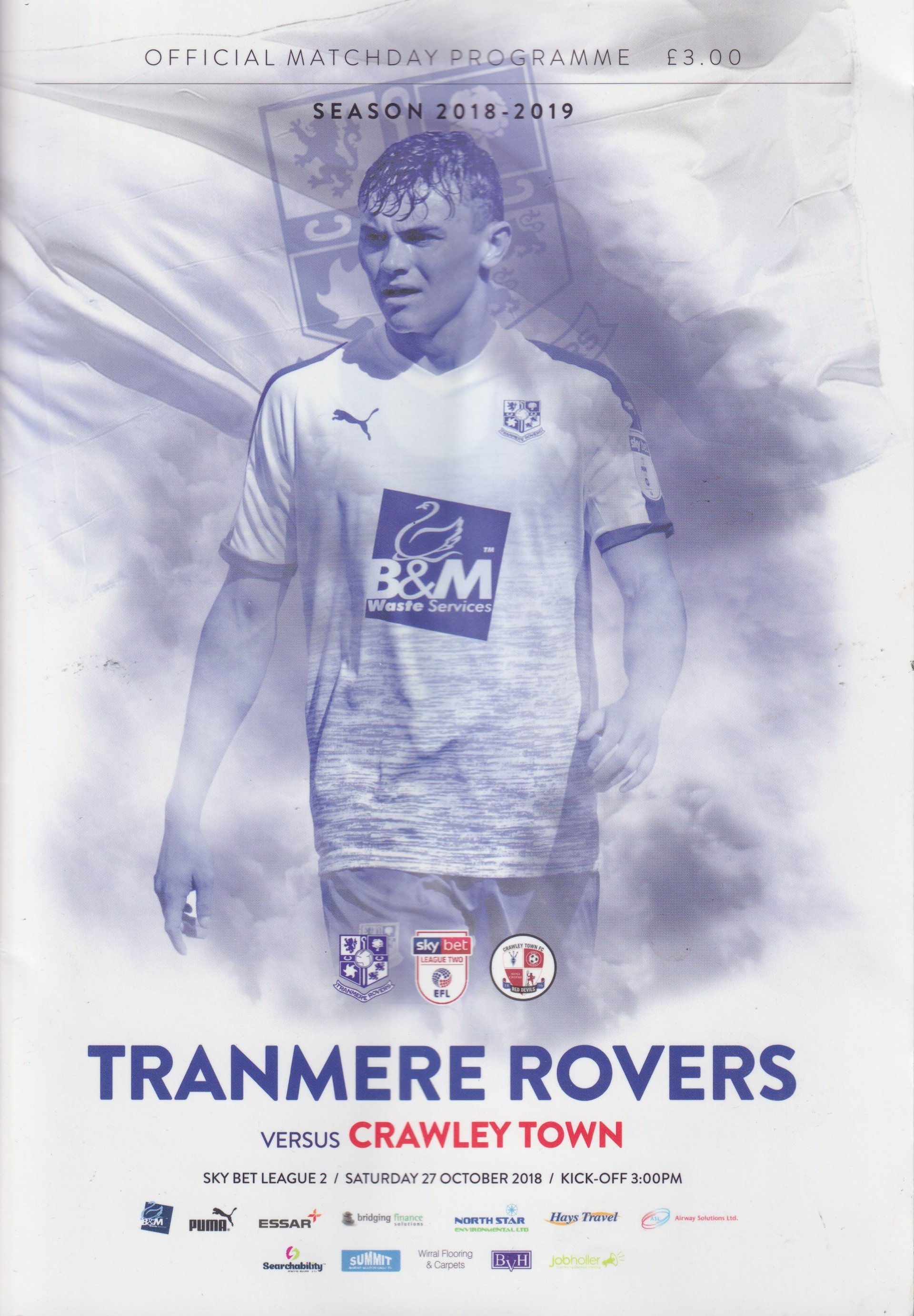 Tranmere Rovers v Crawley Town match programme